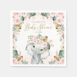 Cute Rosa  Tropical Elephant Baby Shower Pappersservett