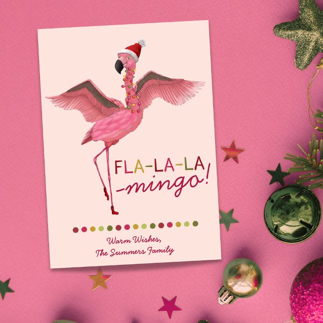 Cute Rosa Tropical Florida Flamingo jul Helgkort (Skapare uppladdad)