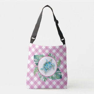 Cute Rosa Tropical Watercolor Sea Turtle Axelväska