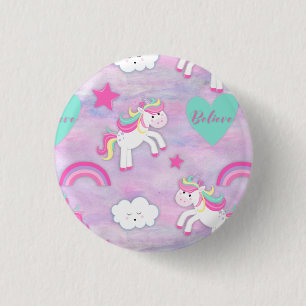 Cute Rosa tror på Unicorns Knapp