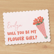 Cute Rosa Tulips Personlig Flower Girl Frieri