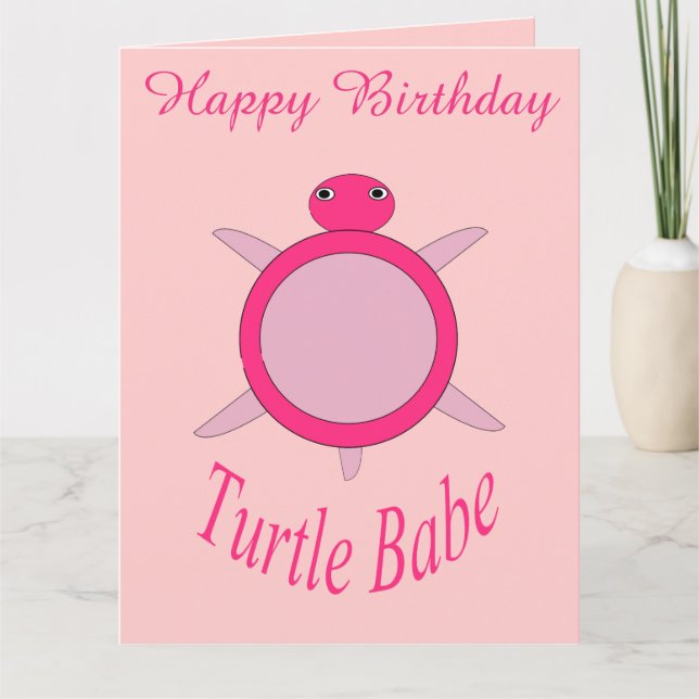 Cute Rosa Turtle Babe Anpassningsbar Big Card Kort (Framsida)