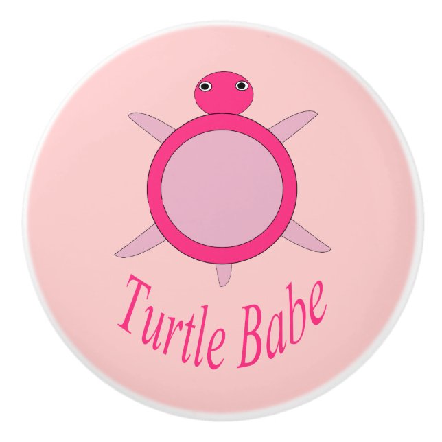 Cute Rosa Turtle Babe Ceramic Knob Knopp (Framsidan)