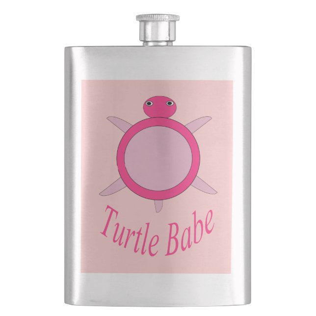 Cute Rosa Turtle Babe Flasks Fickplunta (Framsidan)