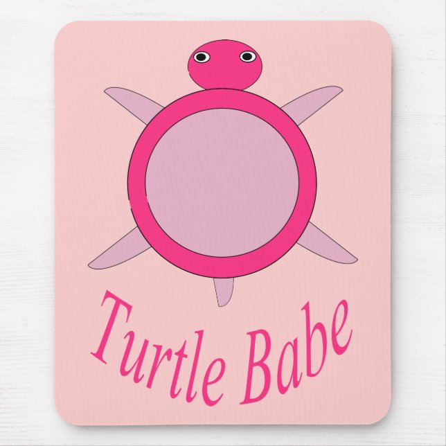 Cute Rosa Turtle Babe Mousepad Musmatta (Framsidan)