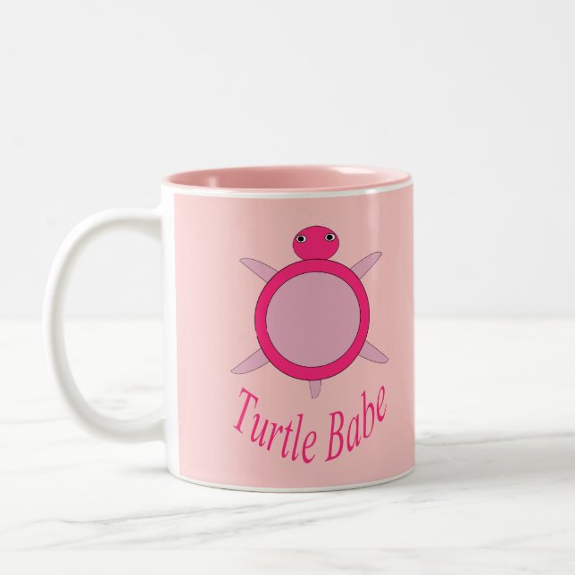 Cute Rosa Turtle Babe Mugg (Vänster)