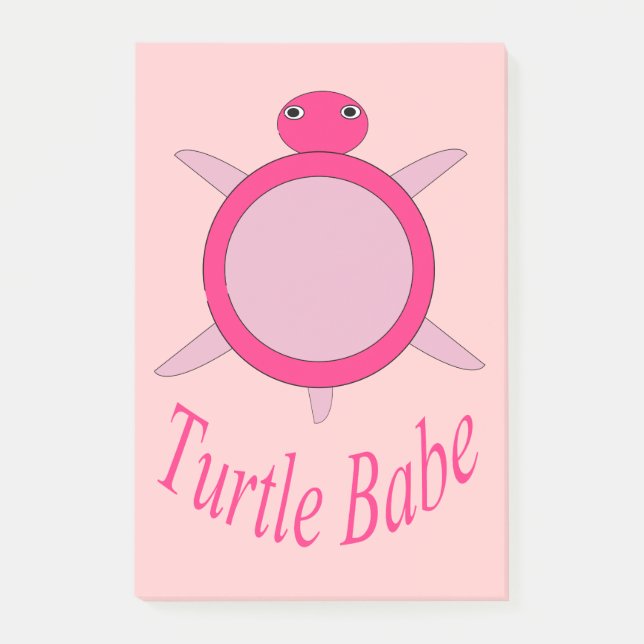 Cute Rosa Turtle Babe Post antecknar Pad Post-it Block (Framsida)