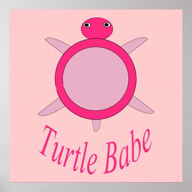 Cute Rosa Turtle Babe Poster (Framsidan)