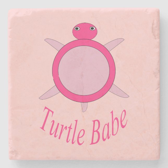 Cute Rosa Turtle Babe Stone Underlägg (Framsidan)