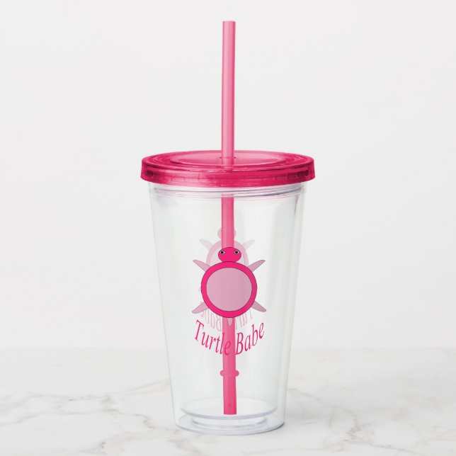 Cute Rosa Turtle Babe Take Away Mugg (Framsida)
