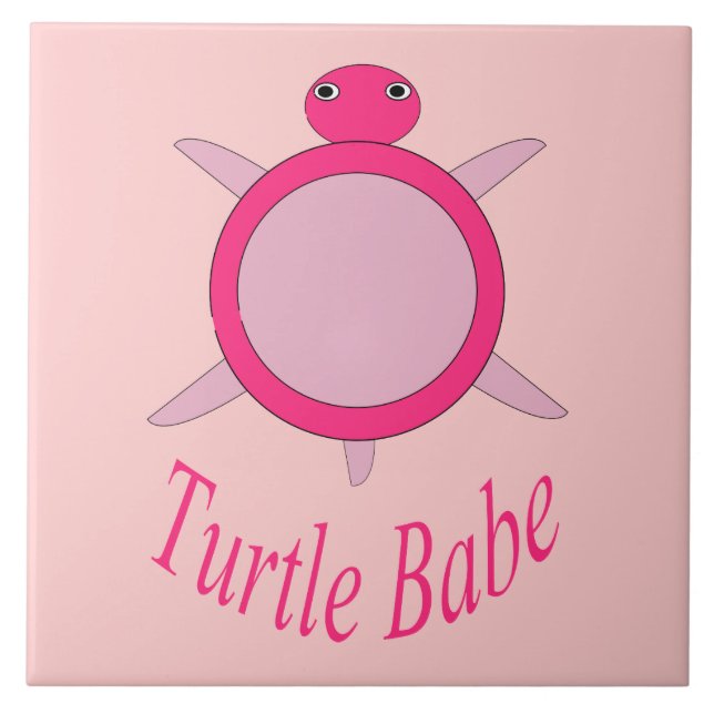 Cute Rosa Turtle Babe Tile Kakelplatta (Framsidan)