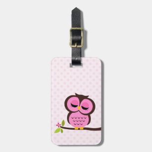 Cute Rosa Uggla Bagagebricka