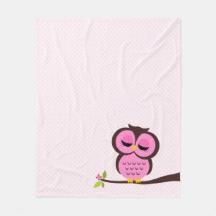 Cute Rosa Uggla Fleecefilt