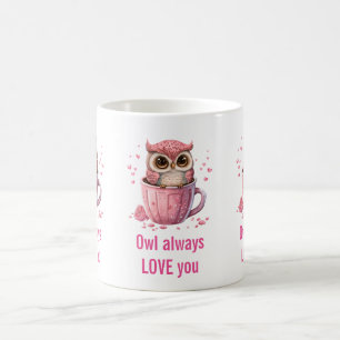 Cute Rosa Uggla i en Kopp Funny Pun