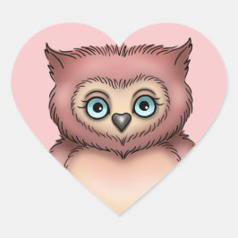 Cute Rosa Uggla Kärlek Heart Valentine Hjärtformat Klistermärke