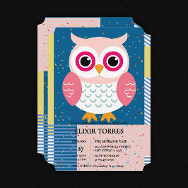 Cute Rosa Uggla Kön Neutral Woodland Baby Shower Inbjudningar