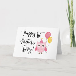 Cute Rosa Uggla Lycklig 1:a Mors dag Kort