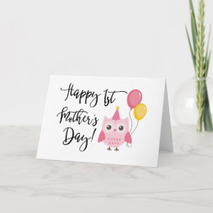 Cute Rosa Uggla Lycklig 1:a Mors dag Kort