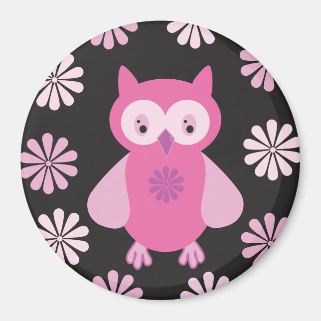 Cute rosa uggla magnet (Framsidan)
