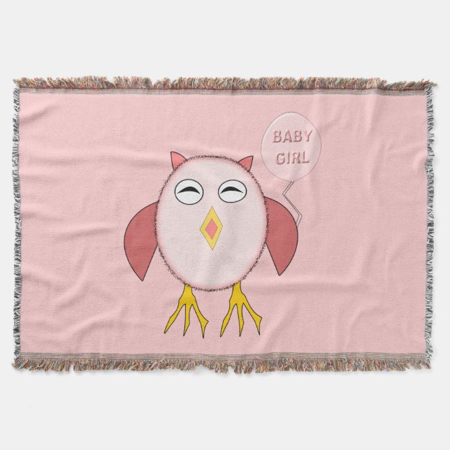 Cute Rosa Uggla Thrid Blanket Flicka Filt (Framsidan)