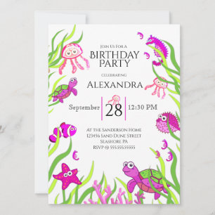 Cute Rosa under Sea Girl Birthdays Party