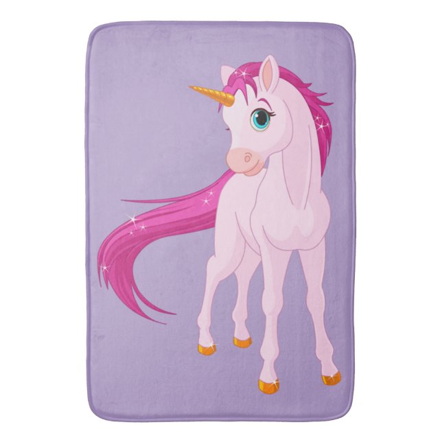 Cute Rosa Unicorn Bath Mat Badrumsmatta (Framsidan (Vertikal))