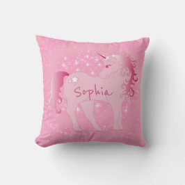 Cute Rosa Unicorn Custom Name Girly Bedroom Kudde