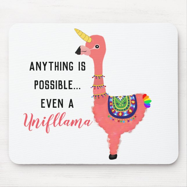 Cute Rosa Unicorn Flamingo Llama Inspirational Musmatta (Framsidan)