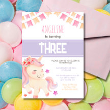 Cute Rosa Unicorn Girl Birthday