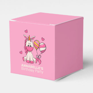 Cute Rosa Unicorn Girl Födelsedagsfest Presentaskar