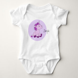 Cute Rosa Unicorn Girl Namn T Shirt