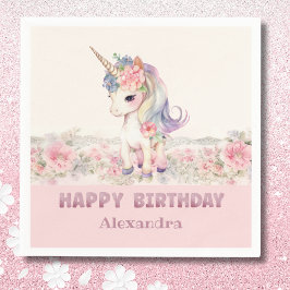 Cute Rosa Unicorn Girl Pappersservett