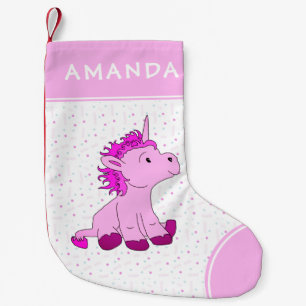 Cute Rosa Unicorn Girly Kid`S Liten Julstrumpa