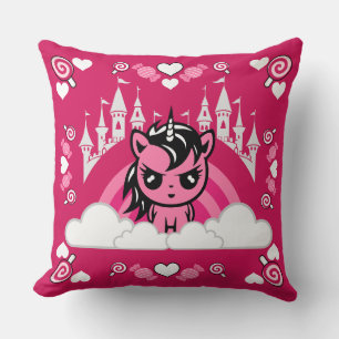 Cute Rosa Unicorn Land and Castle Kudde