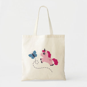 Cute Rosa Unicorn med Butterfly Tygkasse