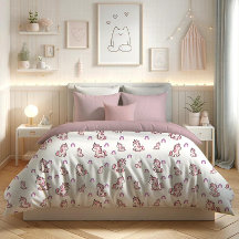 Cute Rosa Unicorn med Rainbow Duvet Cover