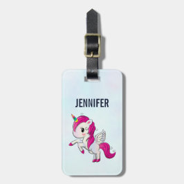 Cute Rosa Unicorn med Vingar Bagagebricka