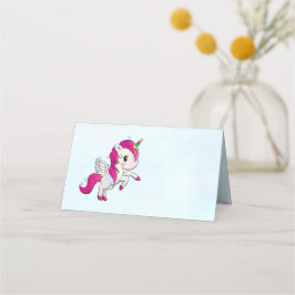 Cute Rosa Unicorn med Vingar Placeringskort
