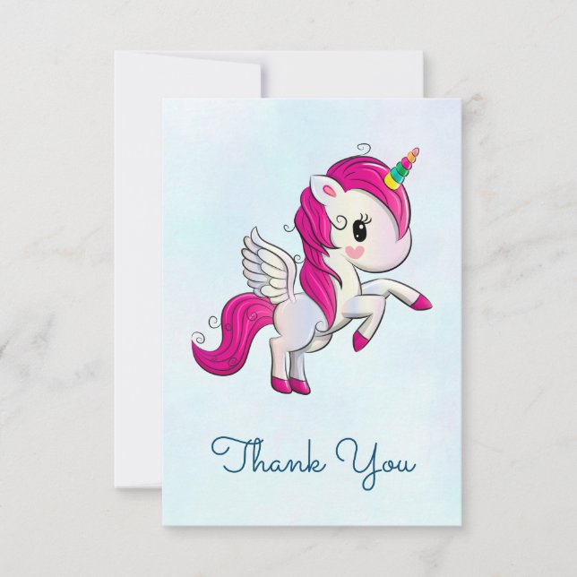 Cute Rosa Unicorn med Vingar Tack (Framsida)