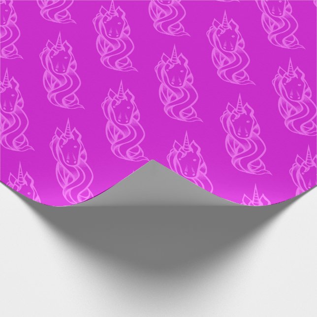 Cute Rosa Unicorn Mönster Magic Presentpapper (Hörn)