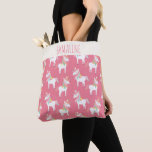 Cute Rosa Unicorn Mönster Personlig Tygkasse<br><div class="desc">Cute Rosa Unicorn Tote Bag. Anpassa det med ditt namn. Underbar presentidé.</div>