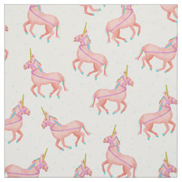 Cute Rosa Unicorn och Stars Mönster Tyg