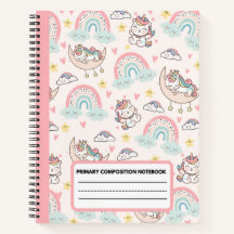 Cute Rosa Unicorn Primary Composition Notebook