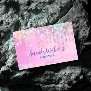Cute Rosa Unicorn Rainbow Glitter Drives Magnetiska Visitkort