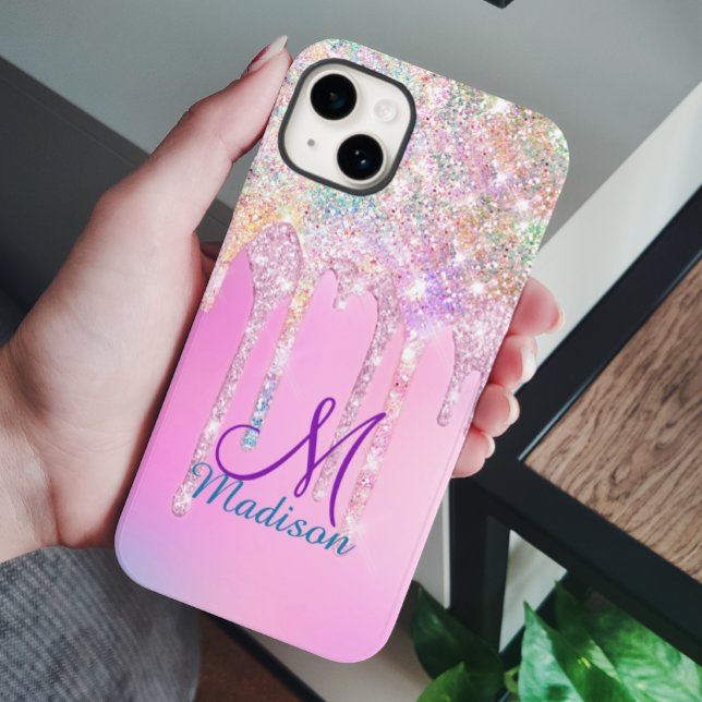 Cute Rosa Unicorn Rainbow Glitter Drives monogram (Skapare uppladdad)