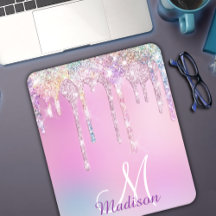 Cute Rosa Unicorn Rainbow Glitter Drives monogram