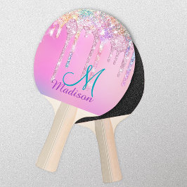 Cute Rosa Unicorn Rainbow Glitter Drives Ping Pong Pingisracket