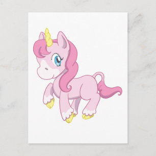 Cute Rosa Unicorn Vykort