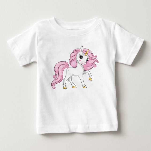 Cute Rosa Unicorns T Shirt (Framsida)