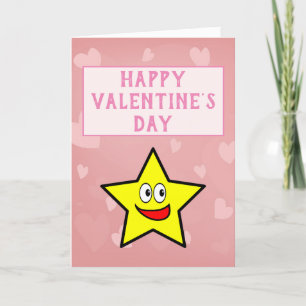 Cute Rosa Valentine Day Hearts Guld Star Helgkort
